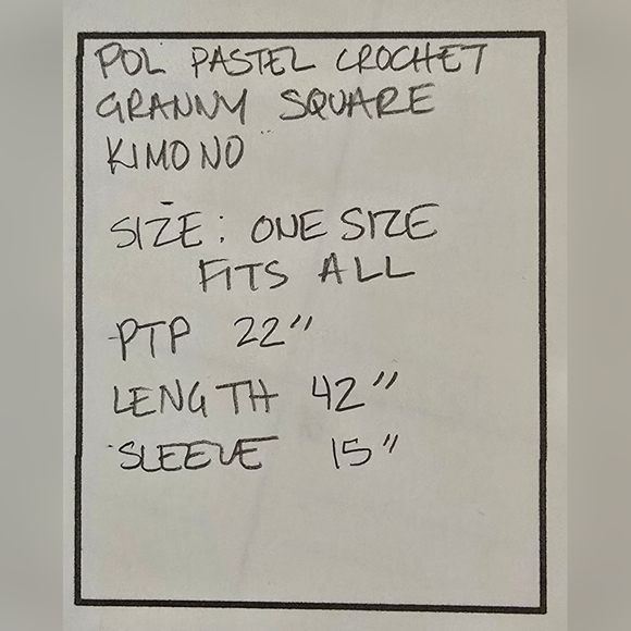 POL Pastel Crochet Granny Square Duster Kimono Cardigan OSFA - Picture 11 of 11